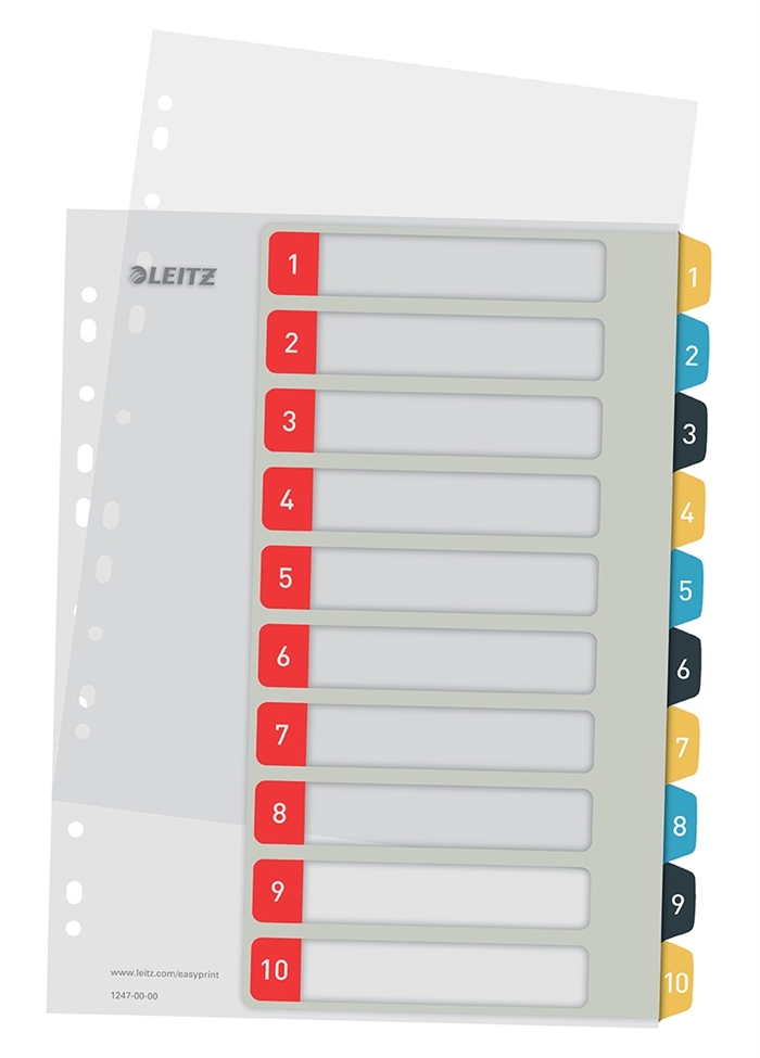 Leitz Registrační tisknutelný PP A4+ 1-10 Vesele barvy