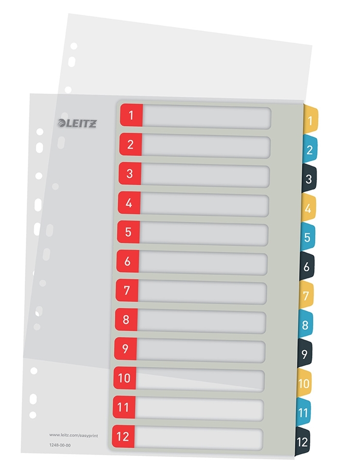 Leitz Registrovat tisknutelný PP A4+ 1-12 útulné barvy.