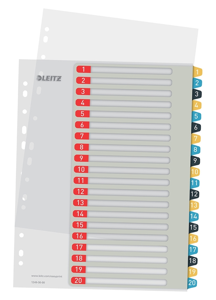 Leitz Registrační tisknutelný PP A4+ 1-20 útulné barvy