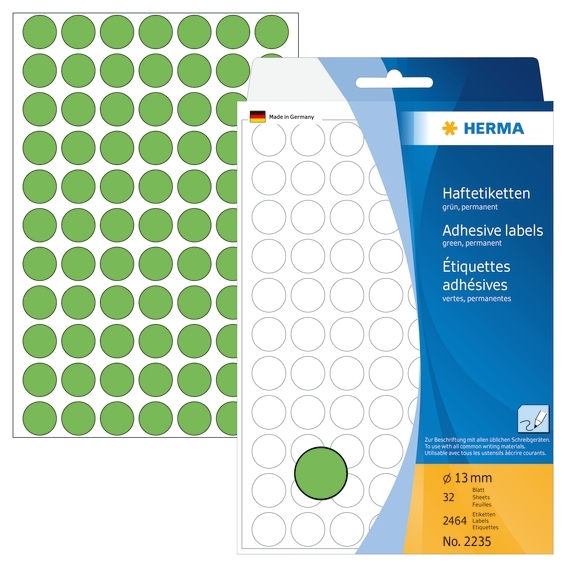 HERMA rukavice manuální ø13 zelené mm, 2464 kusů.