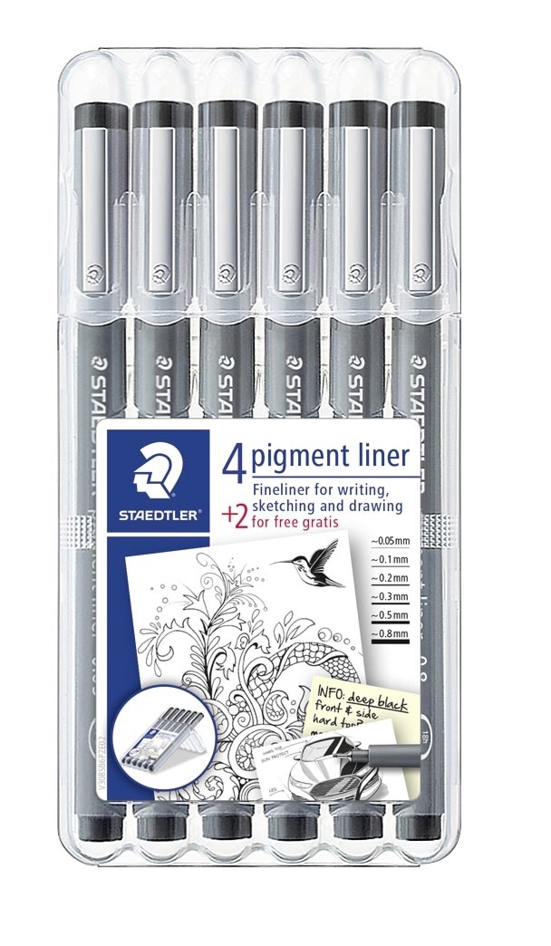 Staedtler Fineliner pigment liner, sada černých (6)