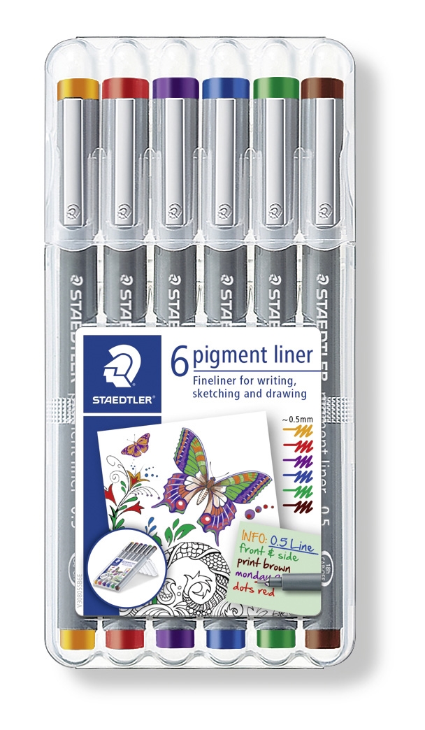 Staedtler Fineliner Pigment Liner 0,5mm sortiment (6)