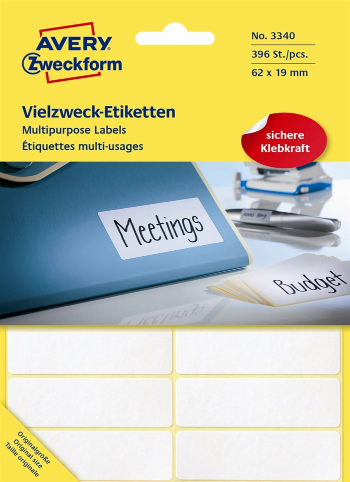 Avery manuální štítky 62 x 19 mm, 392 kusů.