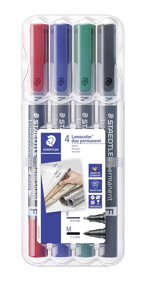 Staedtler Marker Lumocolor Duo Perm 0,6-1,5mm set (4)