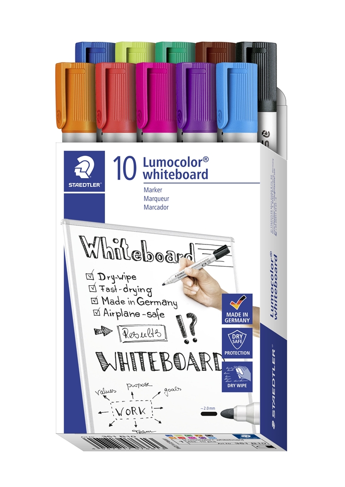 Staedtler WB Marker Lumocolor, kruhová špička 2mm, assortiment (10)