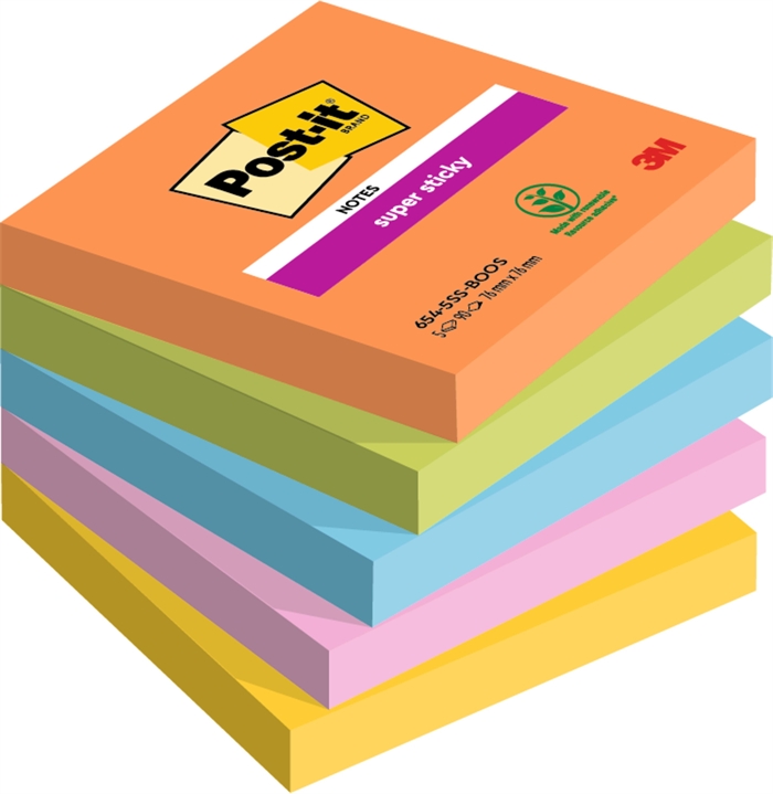 3M Post-it poznámky super lepivé Boost 76 x 76 mm, - 90 listů - 5 balení