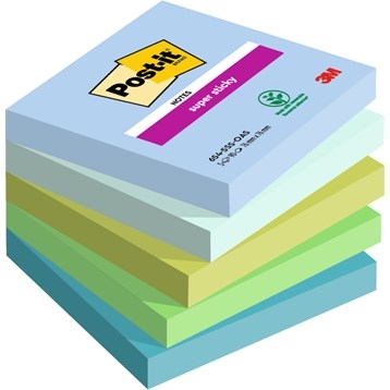 3M poznámkové bloky Post-it super lepivé Oasis 76 x 76 mm, - 90 listů - 5 balení