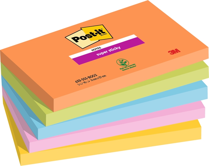 3M Post-it poznámky extra lepkavé Boost 76 x 127 mm, - 90 listů - 5 balení