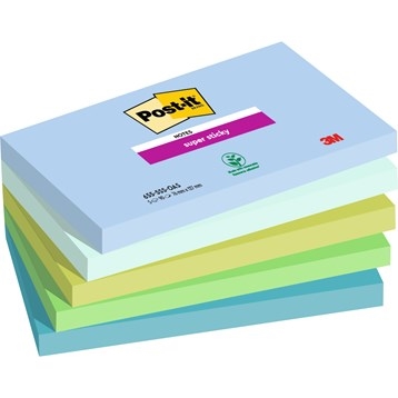 3M Post-it lístky super lepivé Oasis 76 x 127 mm, - 90 listů - 5 balení