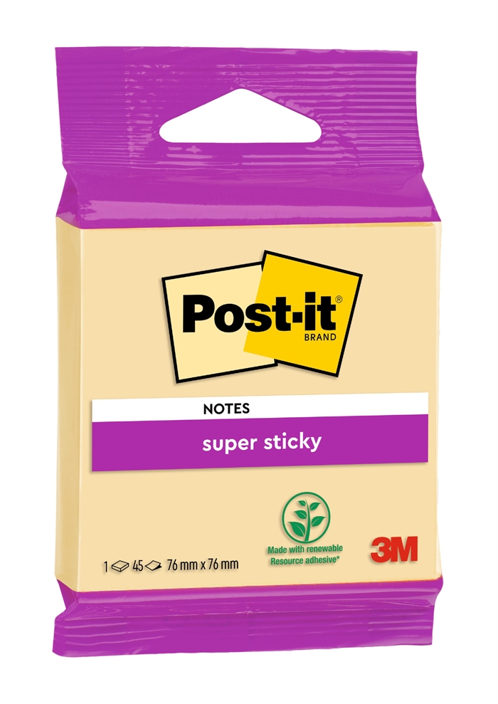 3M Poistky žlutý Canary Yellow 76 x 76 mm, super lepící - 45 listů