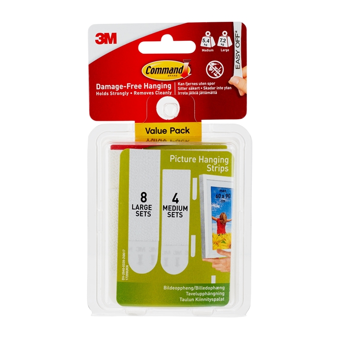 3M Command proužky pro zavěšení obrázků Value Pack, bílé