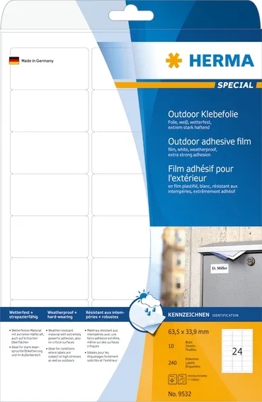 HERMA filmové štítky Extra silné 63,5 x 33,9 mm, 240 ks.