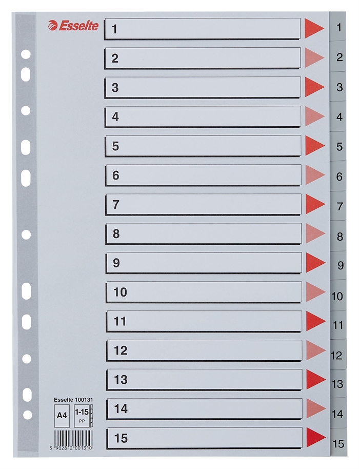 Esselte Register PP A4 1-15 šedá