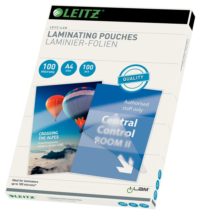 Leitz Lamineringslomme glans 100my A4 (100)