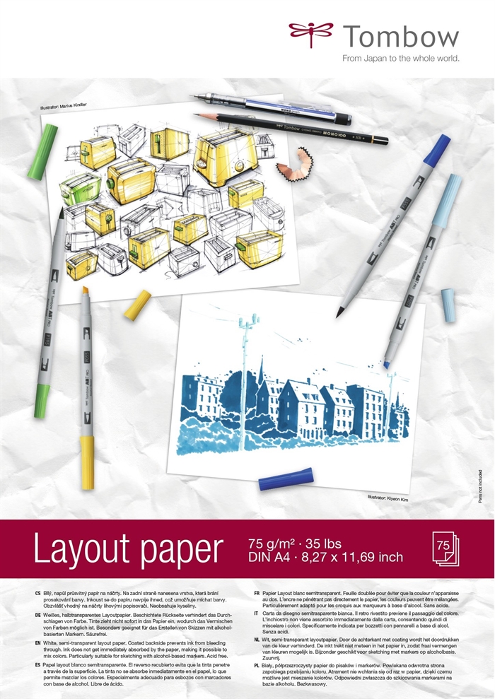 Tombow Layout blok A4 75g 75ark