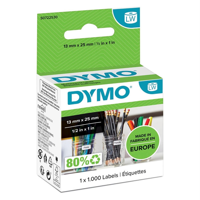 Dymo štítky Multi 25 x 13 dvojitě odstraňovatelné bílé (100 ks)