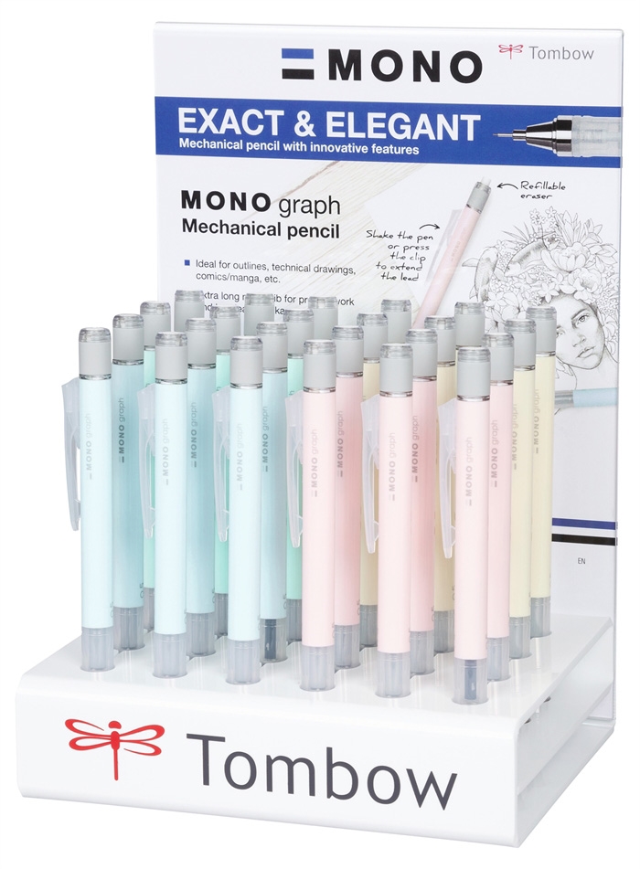 Tombow Stiftblyant MONO graph 0,5 pastel display (24) - Toaletní pero Tombow MONO graph 0,5 pastelová kolekce (24)